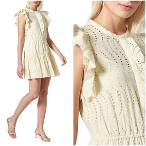 NWT Joie The Krystina Dress Lace Eyelet Mini Sundress Dress Floral Cream M